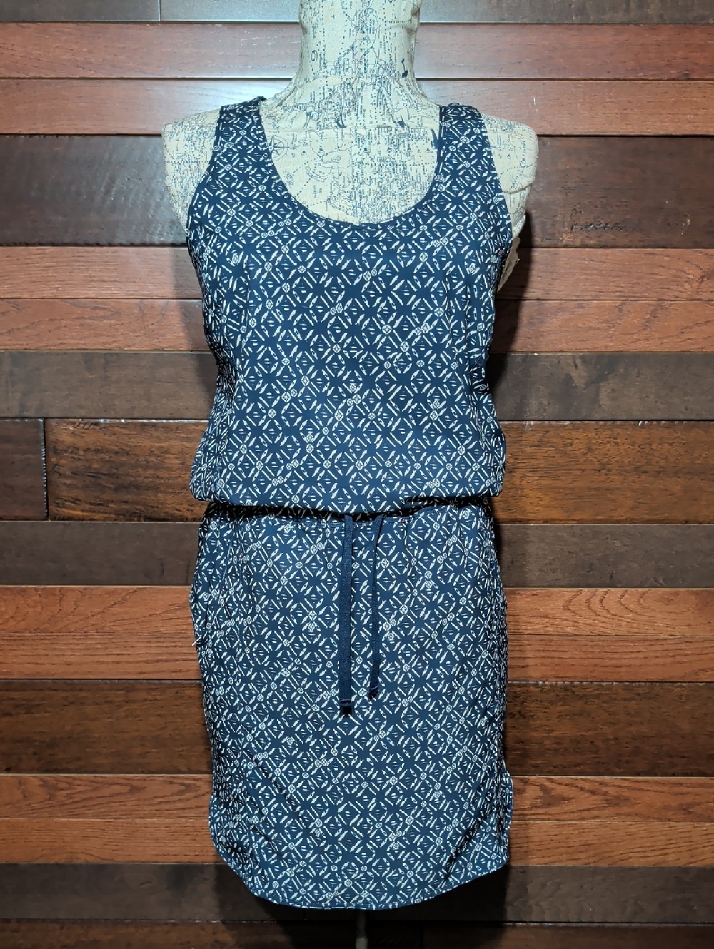 Patagonia Navy and White Patterned Tank Dress